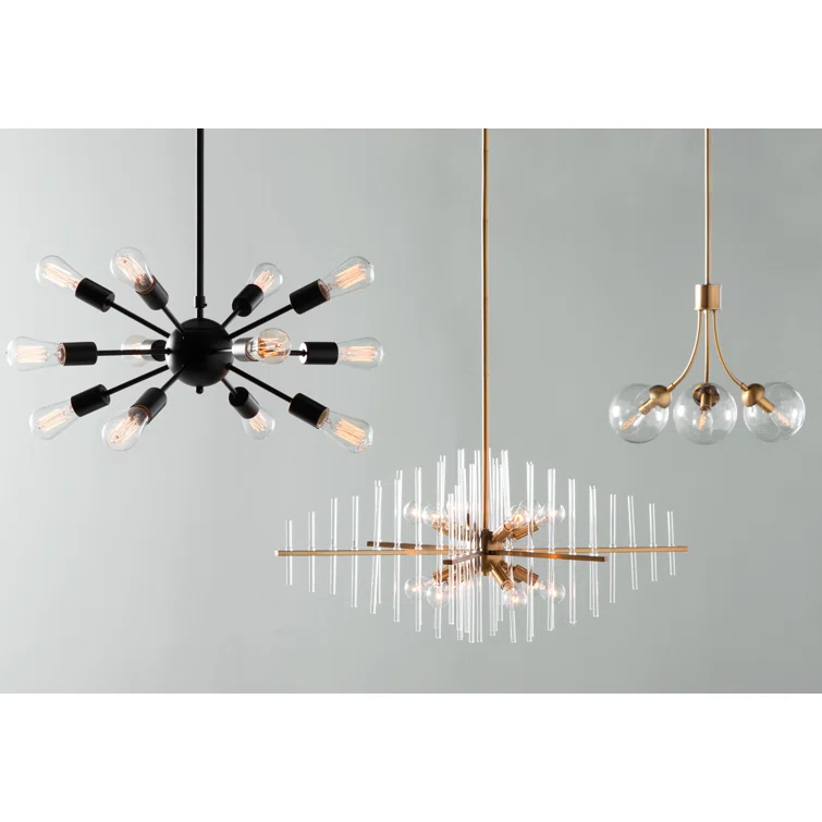 Moonrise 3 Light Metal Dimmable Globe Chandelier