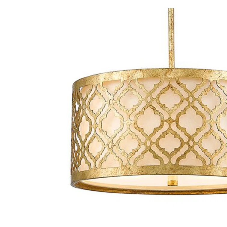Arabella 2 - Light Distressed Gold Drum Pendant
