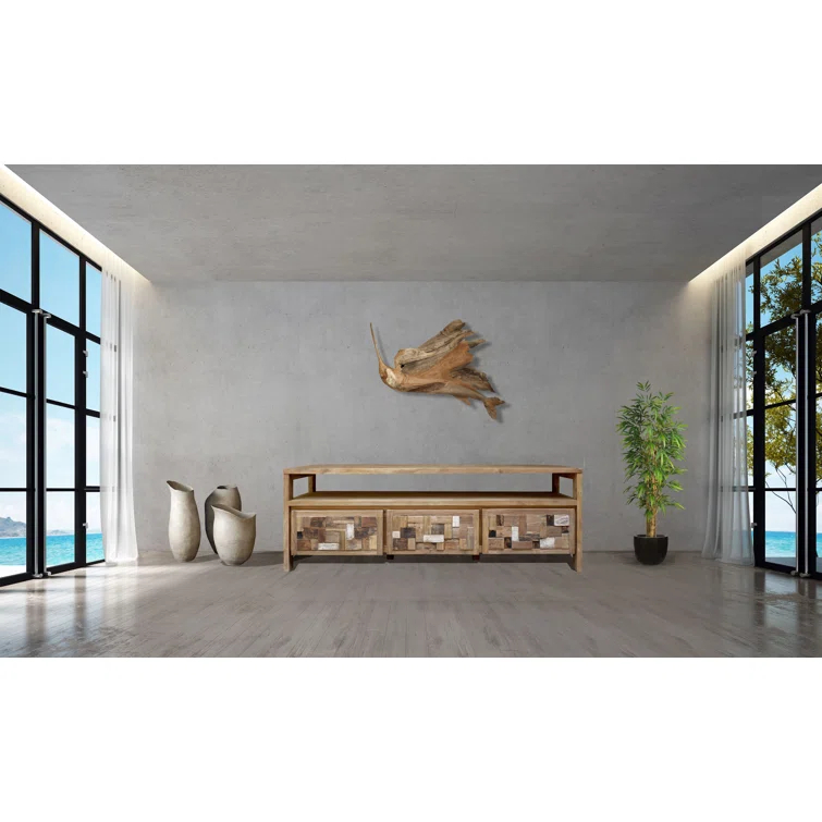 Chic Teak Mosaic 70" Reclaimed Teak TV Stand with Storage