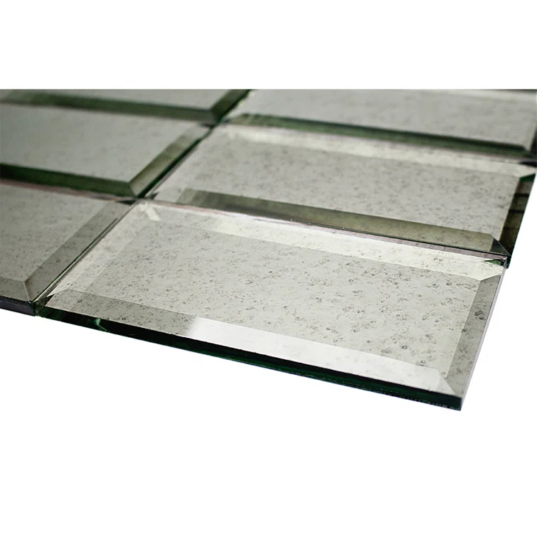 Vintage Mirror 3" x 6" Beveled Glass Brick Look Subway Wall Tile