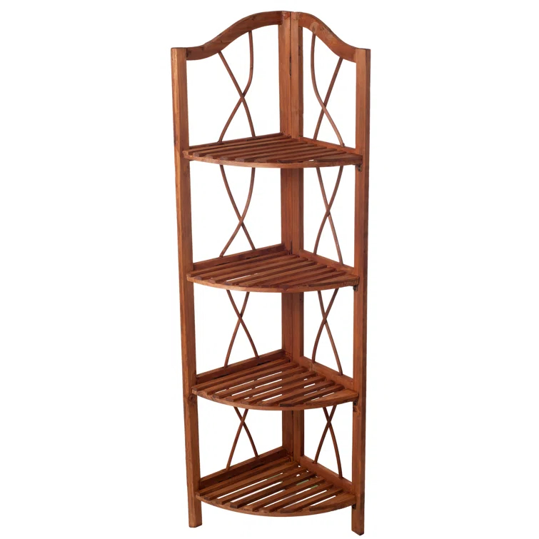 Lavish Home Lavish Home 4-Tier Wooden Folding Corner Bookshelf