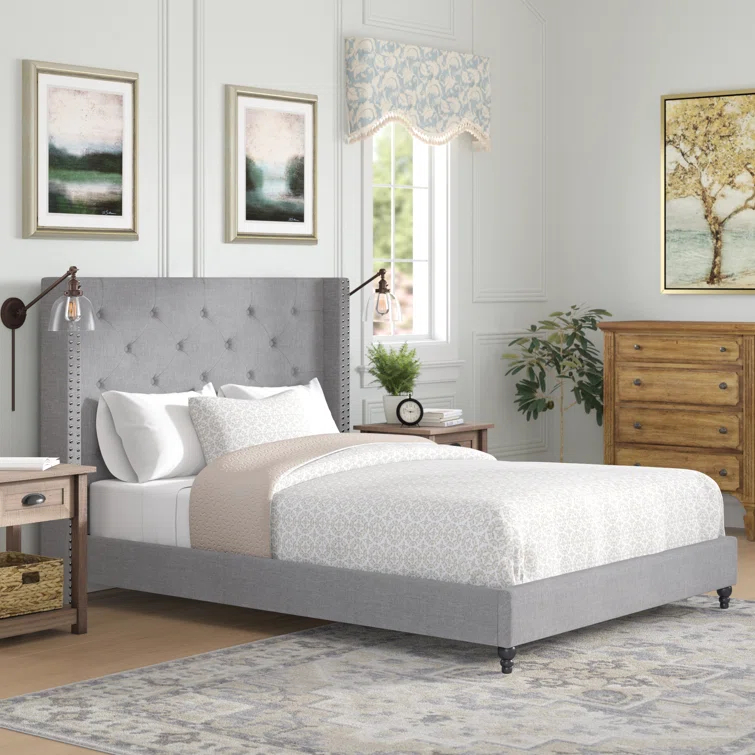 Anthelme Upholstered Wingback Bed