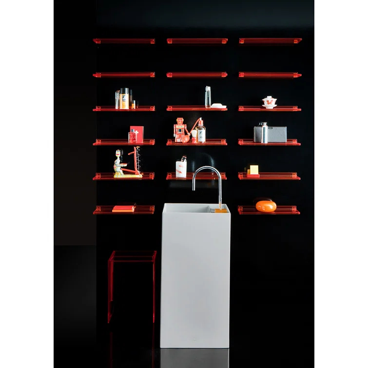 Amber Transparent Methacrylate Floating Wall Shelf