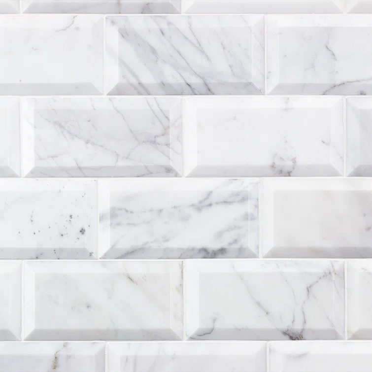 Calacatta 3" x 6" Marble Marble Look Subway Wall & Floor Tile