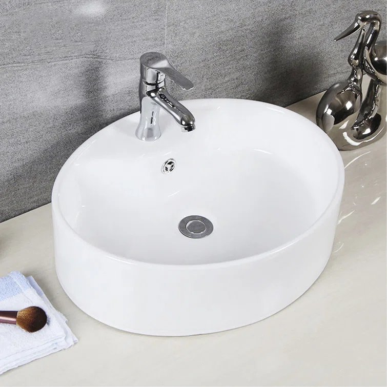 Safavieh Brook 16.7'' White Ceramic Circular Bathroom Sink with Overflow