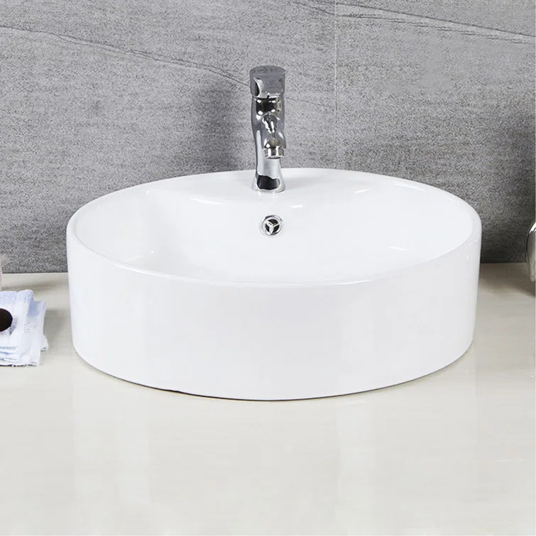 Safavieh Brook 16.7'' White Ceramic Circular Bathroom Sink with Overflow