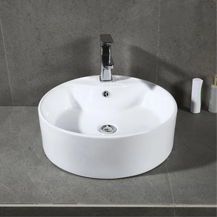 Safavieh Mira 16.92'' White Ceramic Circular Bathroom Sink with Overflow