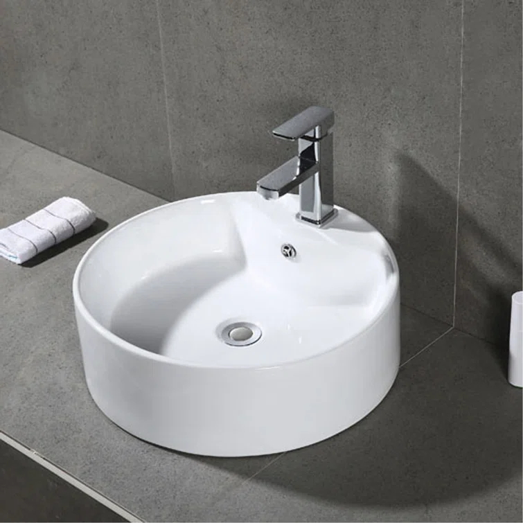 Safavieh Mira 16.92'' White Ceramic Circular Bathroom Sink with Overflow