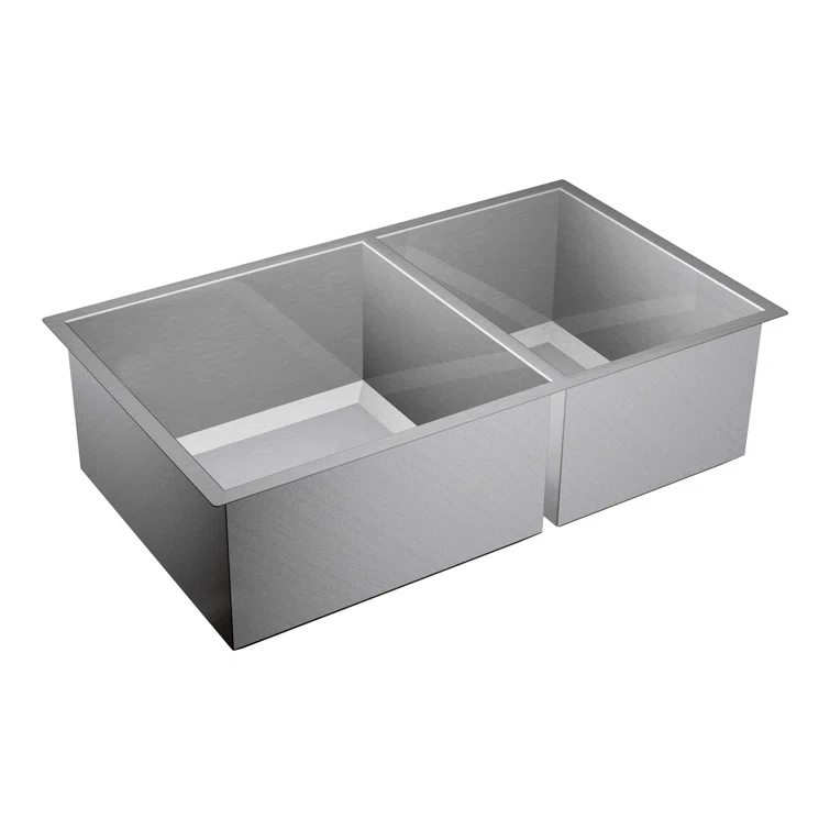 Prep 1600 Series Stainless Steel Undermount 34" x 20" Double Bowl Kitchen Sink