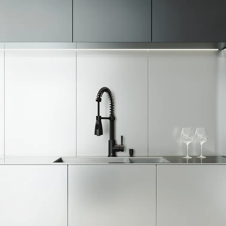 Brant 19" H 1-handle Pull-Down 2-Function Sprayer Kitchen Faucet and Soap Dispenser