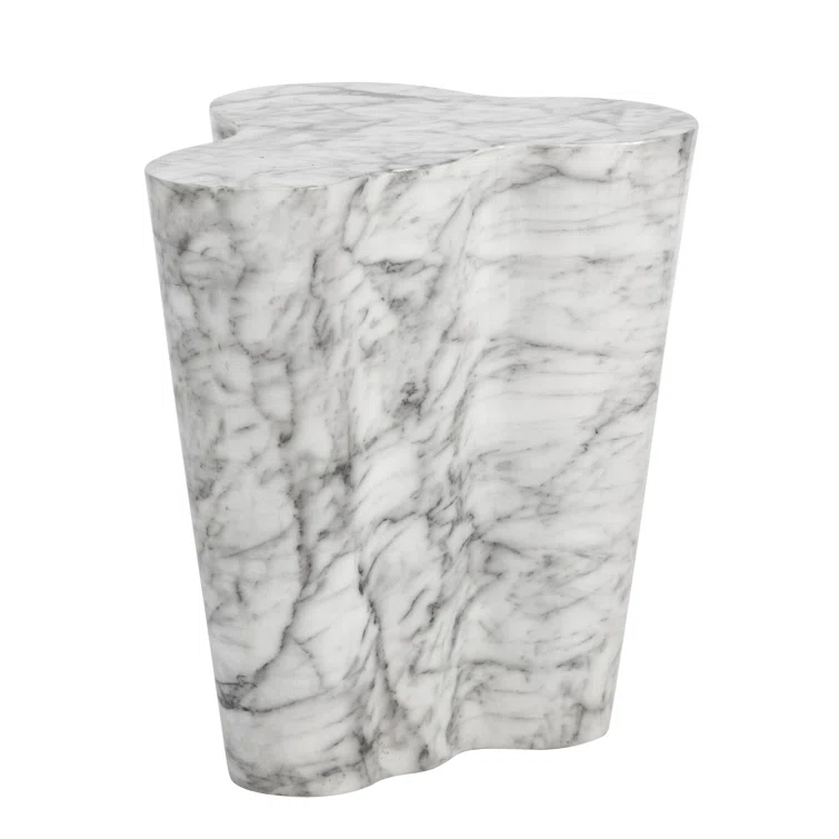 Large Round Concrete and Marble End Table