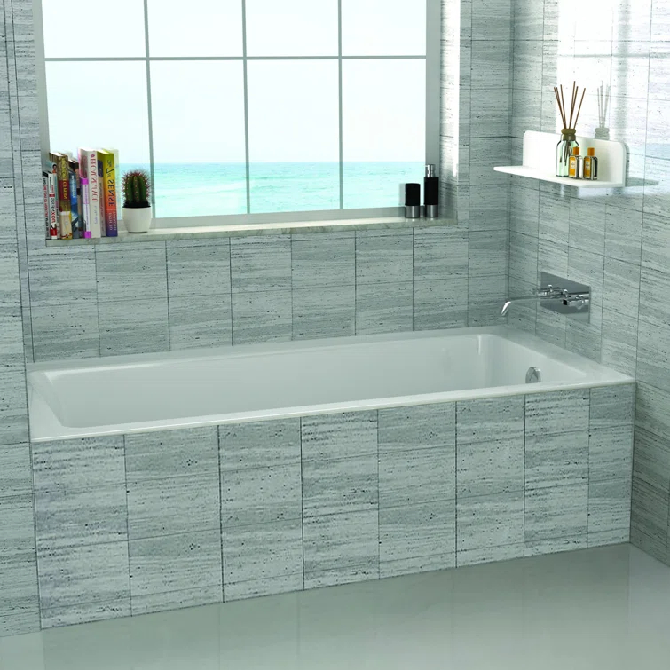 Alcove 66" x 32" Soaking Fiberglass Bathtub