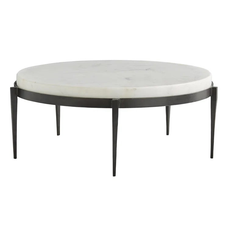 Round Kelsie 14" Metal & Marble Cocktail Table
