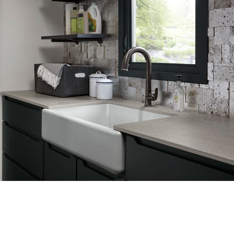 Whitehaven® 33" x 22" Self-Trimming Under-Mount Single-Bowl Kitchen Sink with Tall Apron