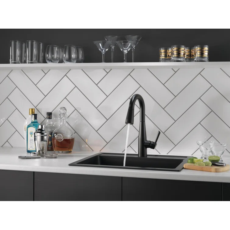 Essa Pull Down Sprayer Bar Faucet, Single Handle Prep Sink Faucet