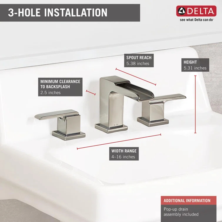 Ara Widespread Bathroom Faucet with Drain Assembly and DIAMOND Seal Technology