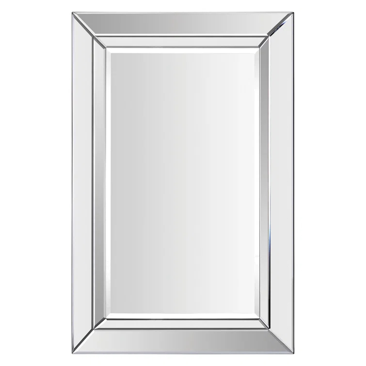 Aura Silver Rectangular Glass Vanity Wall Mirror