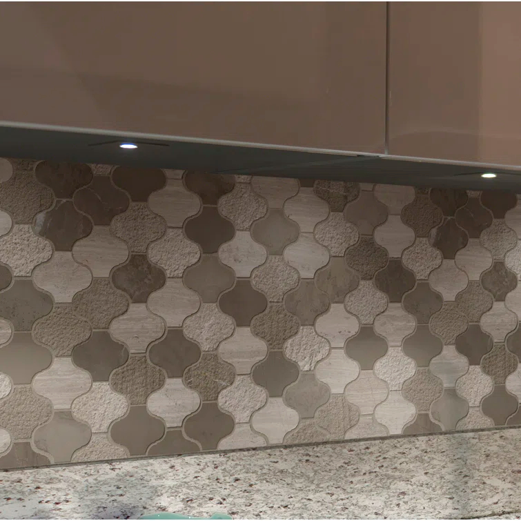 Arctic Storm Arabesque Marble Mosaic Tile in Gray