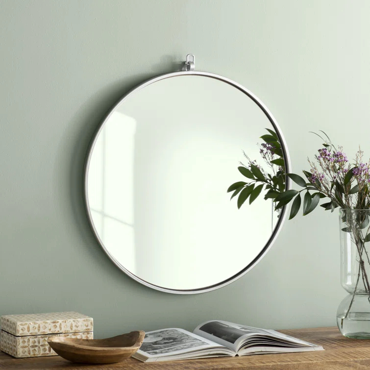 Cassie Metal/Manufactured Wood Round Wall Mirror