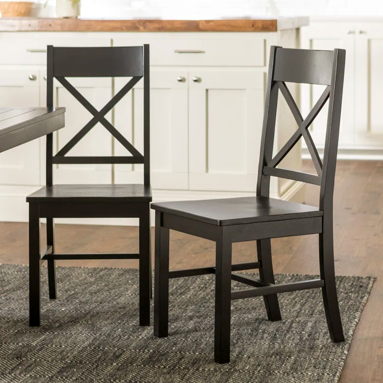 Gracie Oaks Solid Wood Upholstered Dining Chair(Set of 2)
