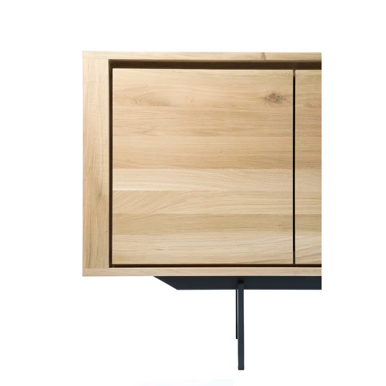 Natural Oak 88'' Solid Wood Sideboard with Black Metal Legs