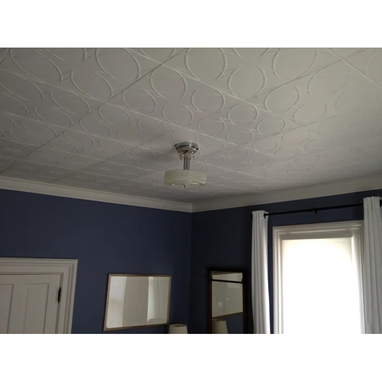 Circles and Stars 1.6 ft. x 1.6 ft. Polystyrene Glue-up Ceiling Tile