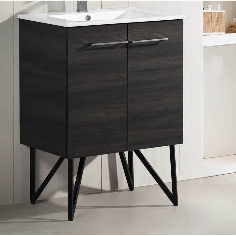 Annecy 24 In. Bathroom Vanity With Ceramic Sink Top