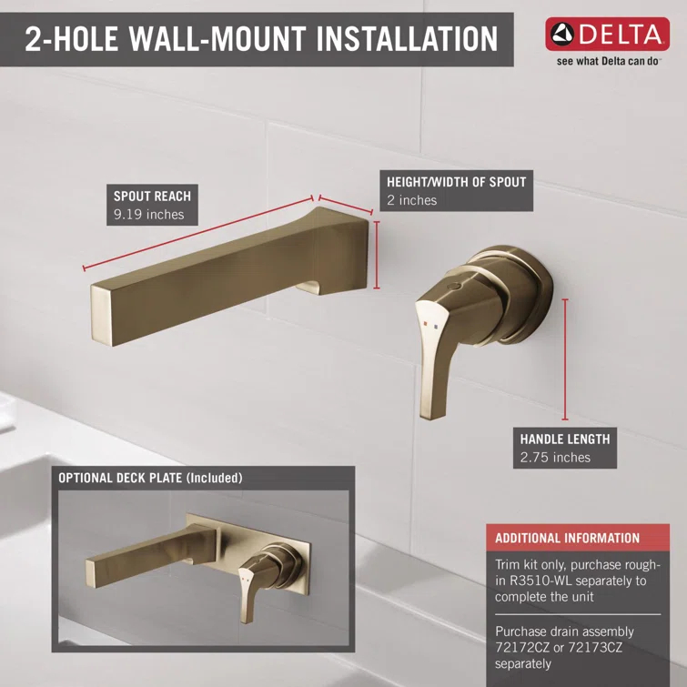 Zura Trim Wall Mounted Bathroom Faucet