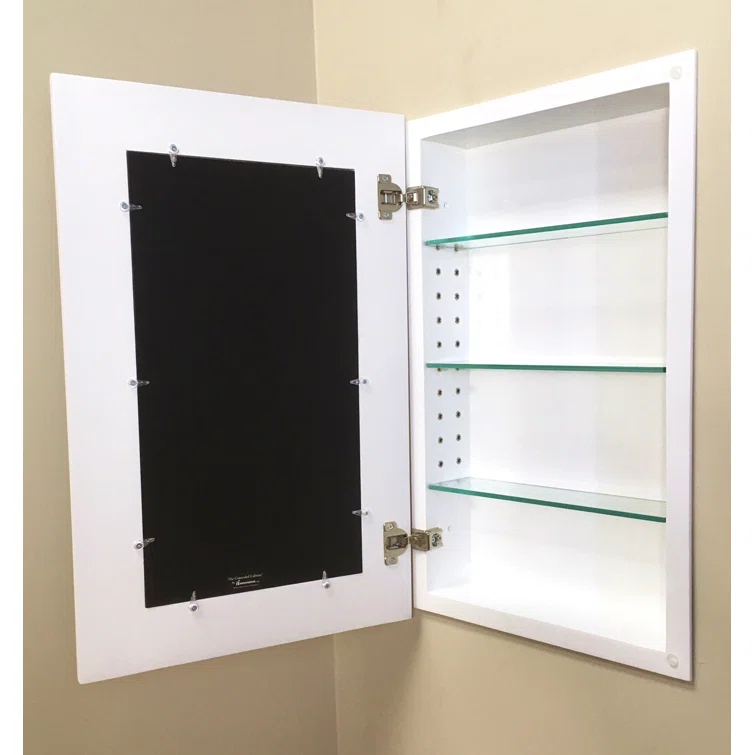 W H Recessed Framed Medicine Cabinet Mirror 3 Adjustable