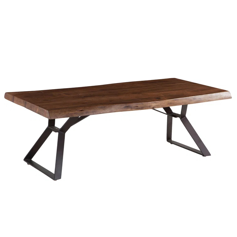 Nottingham Transitional Walnut Coffee Table with Iron Base