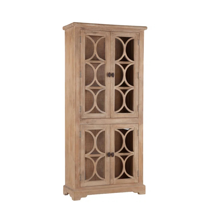 World Interiors Pengrove 38" Mango Wood/Glass Cabinet in Light Brown