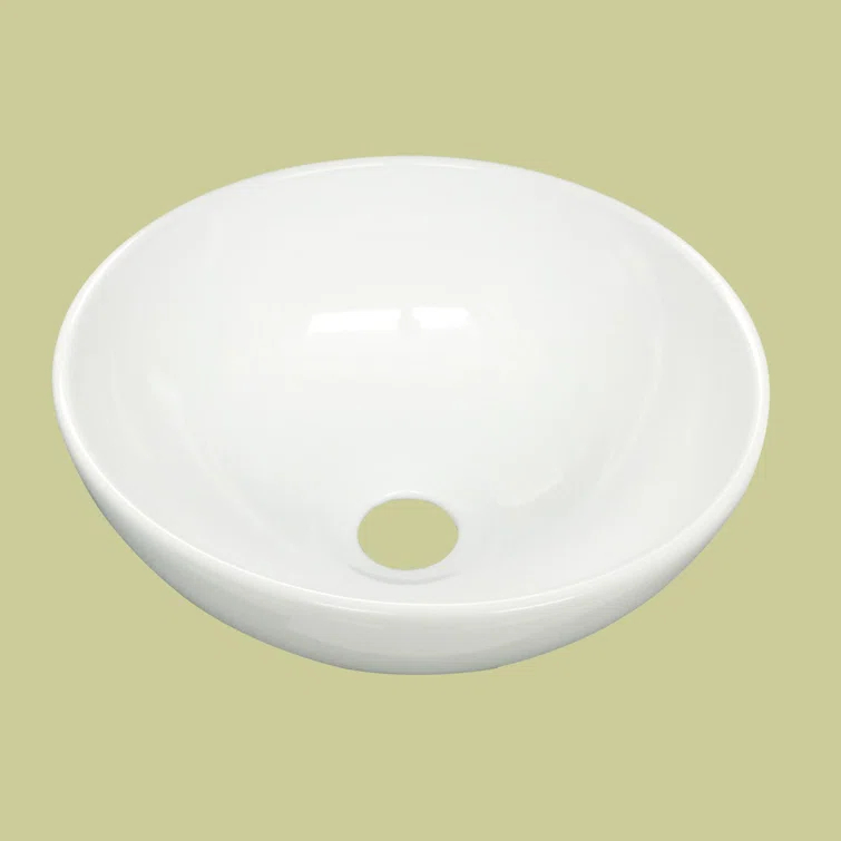 White Round Above Counter Bathroom Sink Ceramic Vanity Vessel Sink