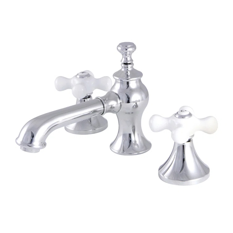 Kingston Brass KC7061PX Kingston Brass Vintage Two-Handle 3-Hole Deck Mount Widespread Bathroom Faucet with Brass Pop-Up Drain