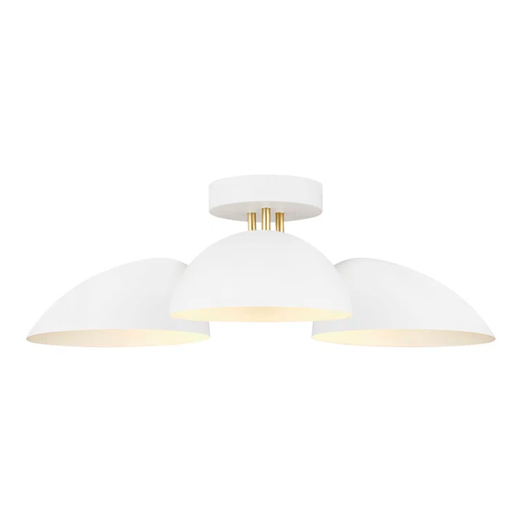 Ellen DeGeneres Matte White Brass 3-Light Indoor/Outdoor Bowl Pendant