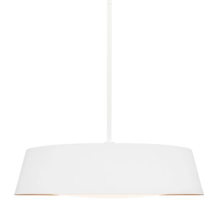 Matte White Glass Drum Pendant Light with Silk Shade