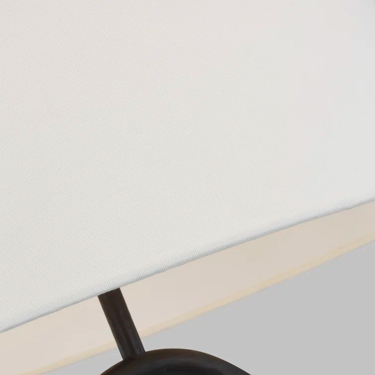 Aged Iron Adjustable Table Lamp with White Linen Shade