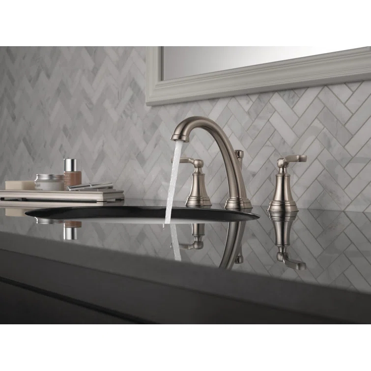 Woodhurst Widespread Bathroom Faucet 3 Hole, 2-handle Bathroom Sink Faucet with Drain Assembly