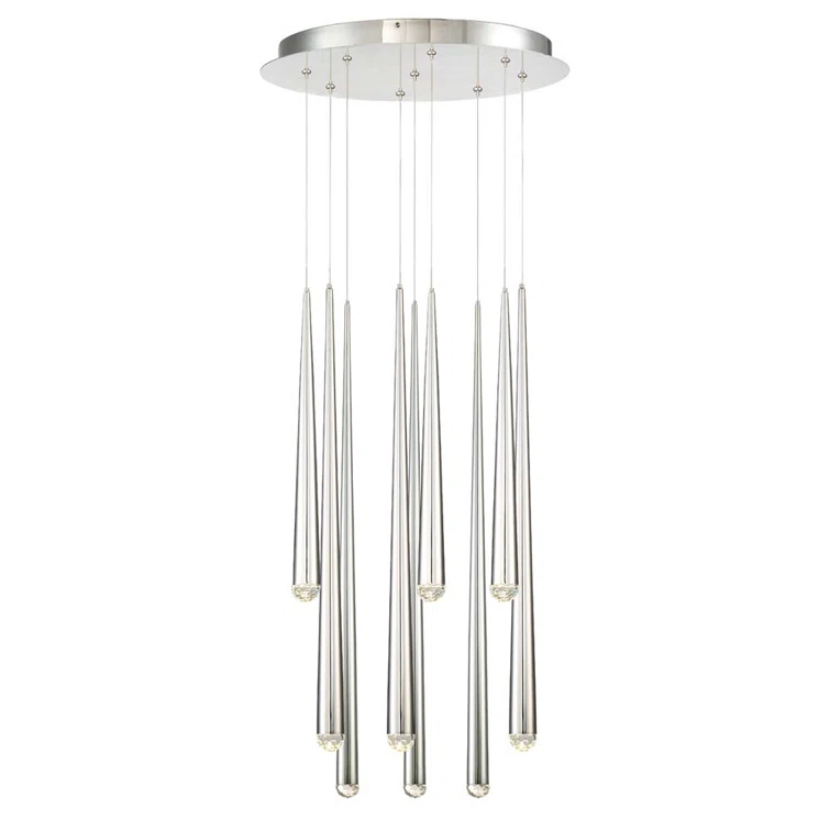 Cascade 9 - Light Polished Nickel LED Cluster Pendant