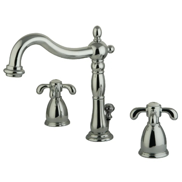 Kingston Brass KB1971TX Kingston Brass French Country Two-Handle 3-Hole Deck Mount Widespread Bathroom Faucet with Pop-Up Drain