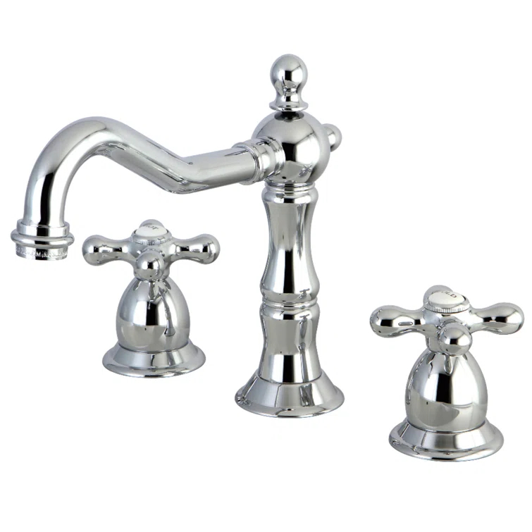 Kingston Brass ES1971AX Kingston Brass Heritage Two-Handle 3-Hole Deck Mount Widespread Bathroom Faucet with Brass Pop-Up Drain
