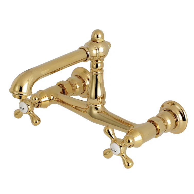Kingston Brass KS7242AX Kingston Brass English Country Two-Handle 2-Hole Wall Mount Bathroom Faucet