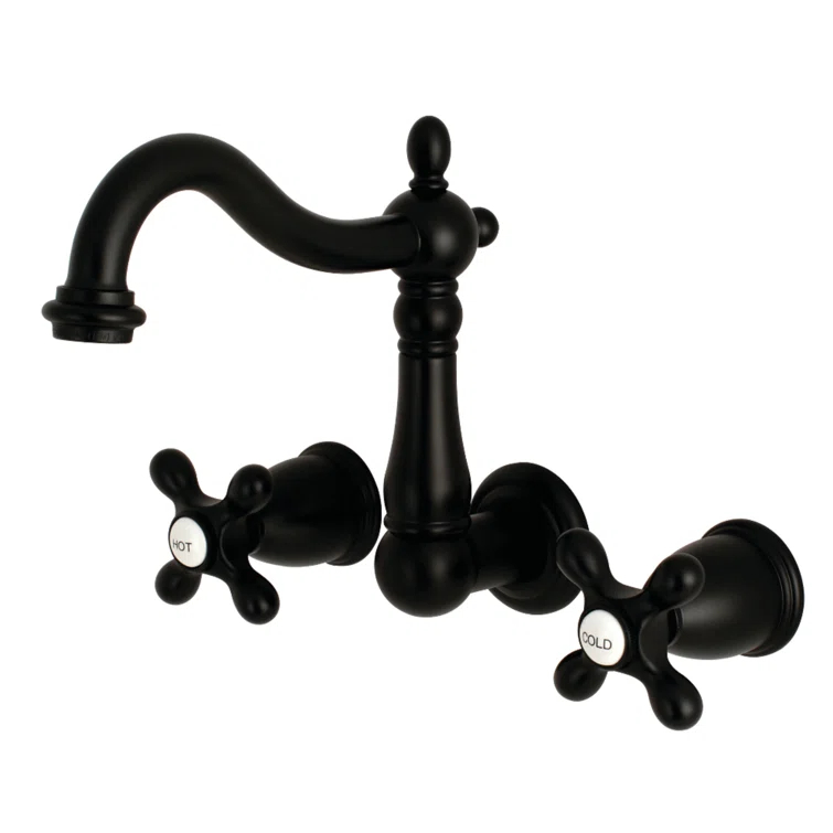 Kingston Brass Heritage Two-Handle 3-Hole Wall Mount Bathroom Faucet