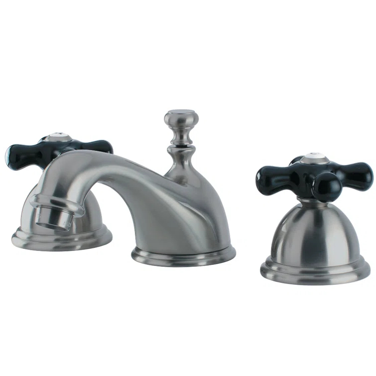 Kingston Brass KS3968PKX Kingston Brass Duchess Two-Handle 3-Hole Deck Mount Widespread Bathroom Faucet with Brass Pop-Up Drain