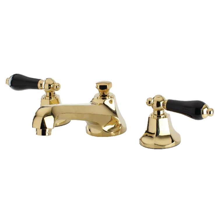 Kingston Brass Duchess Two-Handle 3-Hole Deck Mount Widespread Bathroom Faucet with Brass Pop-Up Drain