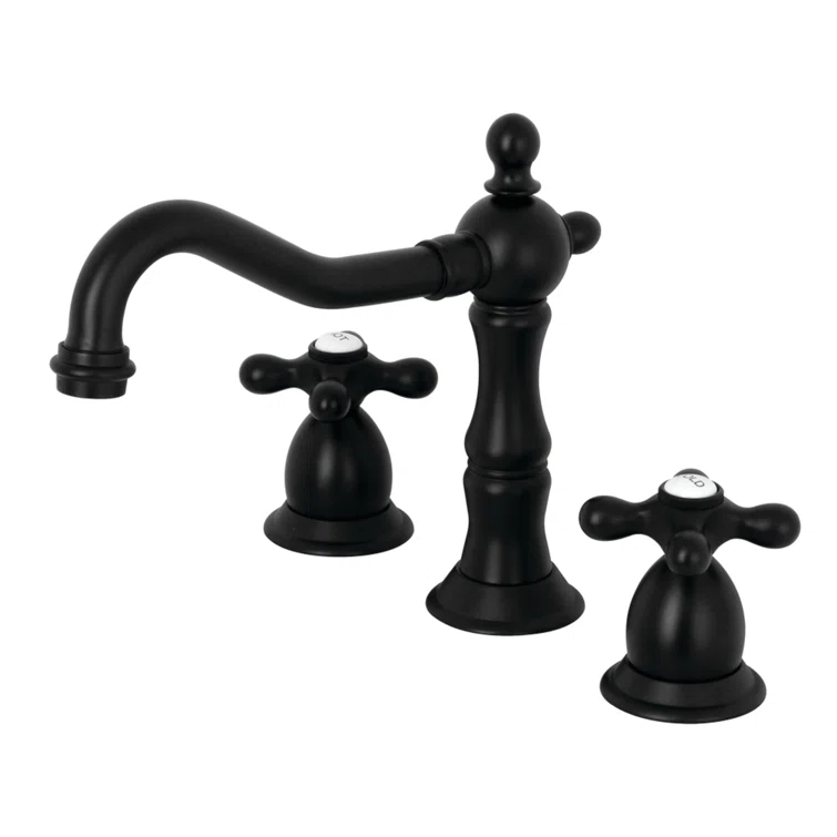 Kingston Brass KS1970AX Kingston Brass Heritage Two-Handle 3-Hole Deck Mount Widespread Bathroom Faucet with Brass Pop-Up Drain