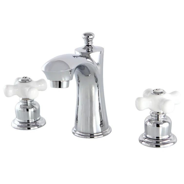 Kingston Brass Victorian Two-Handle 3-Hole Deck Mount Widespread Bathroom Faucet with Retail Pop-Up Drain