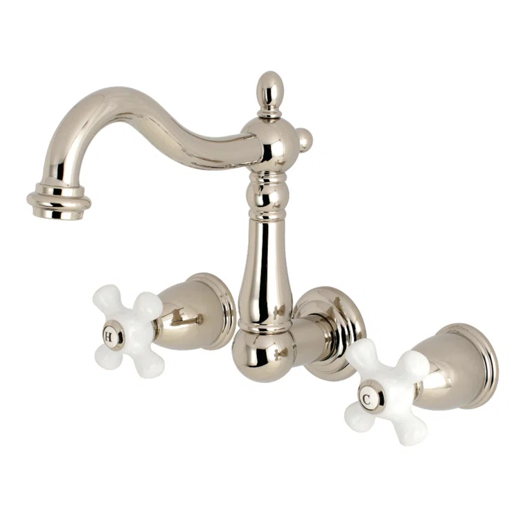Kingston Brass Heritage Two-Handle 3-Hole Wall Mount Bathroom Faucet