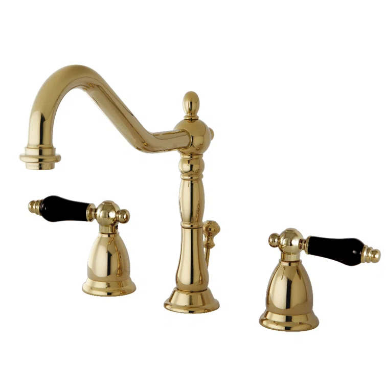 Kingston Brass KS1992PKL Kingston Brass Duchess Two-Handle 3-Hole Deck Mount Widespread Bathroom Faucet with Brass Pop-Up Drain