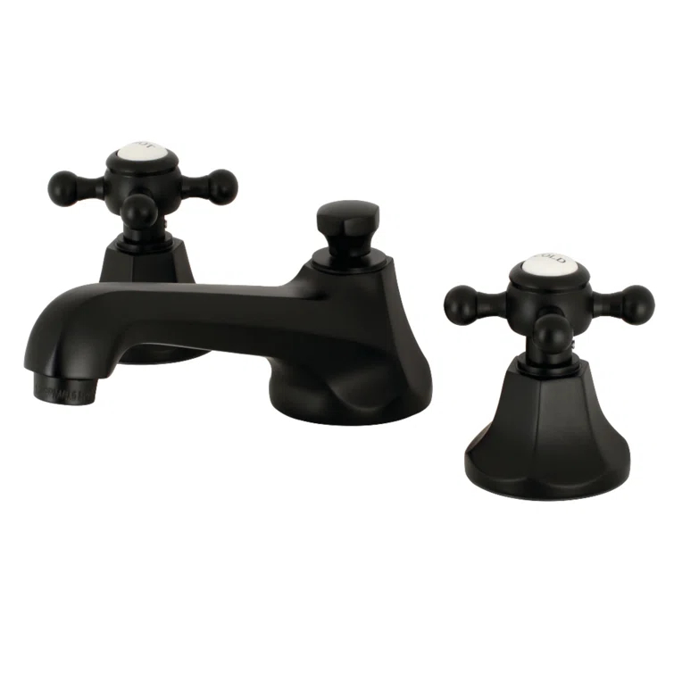 Kingston Brass KS4460BX Kingston Brass Metropolitan Two-Handle 3-Hole Deck Mount Widespread Bathroom Faucet with Brass Pop-Up Drain