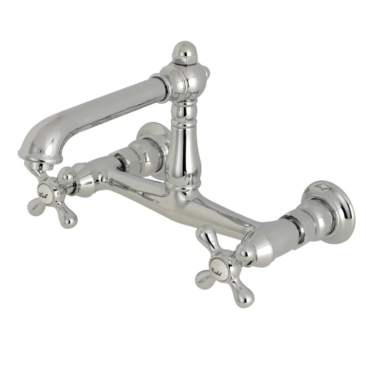 Kingston Brass English Country Two-Handle 2-Hole Wall Mount Bathroom Faucet